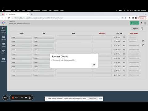 Tracking time to Assigned Projects and Tasks on the web app