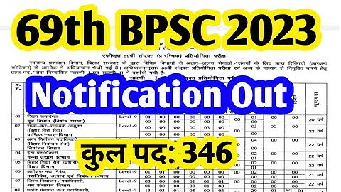 69th bpsc notification out 2023// 69th bpsc notification out post 346