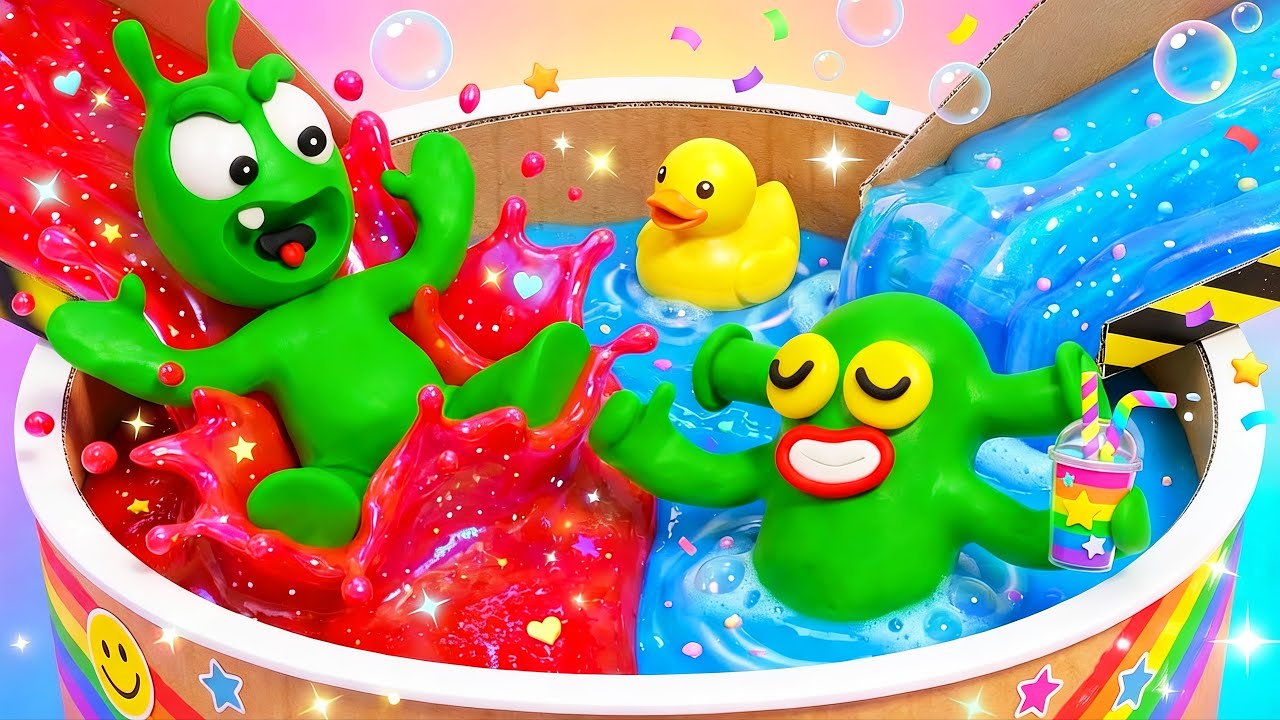 Pea Pea Explorando La Piscina De Slime Caliente Vs Fría 😂🔥❄️ | Caricatura Para Niños