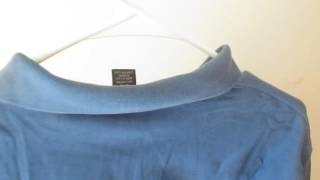 LANDS' END Men's XL 46 - 48 Light Blue Long Sleeves polo t-shirt 100% - $8