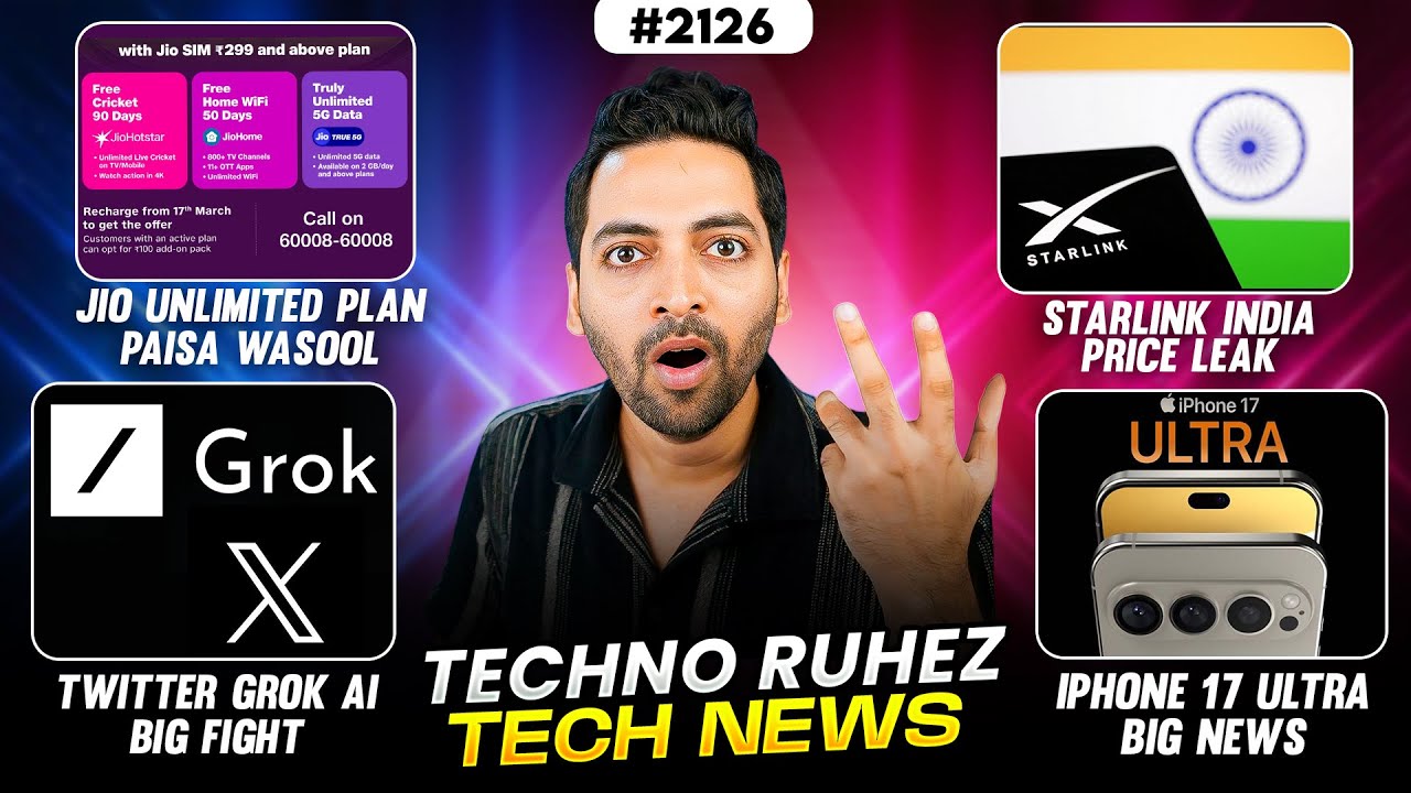 Jio New Unlimited Plan😍,Starlink India Price😱,iPhone 16e Funny🤣,Grok India Fight,Indus App Store