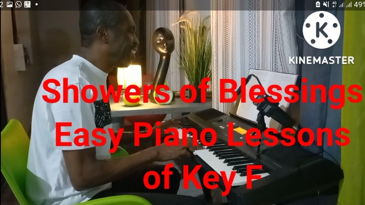 Showers of Blessings// Easy Piano Lesson for Beginners of Key F. Hymns. pklarbi piano and Relaxation