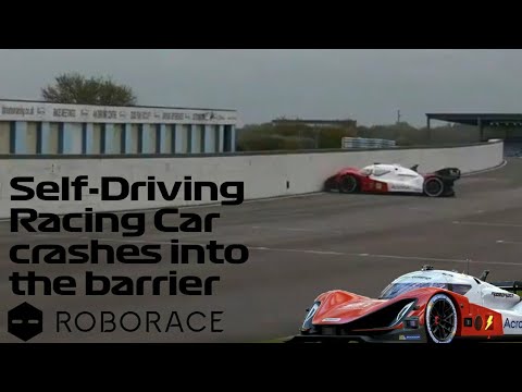 Roborace Self-Driving race car drives itself straight into the Wall