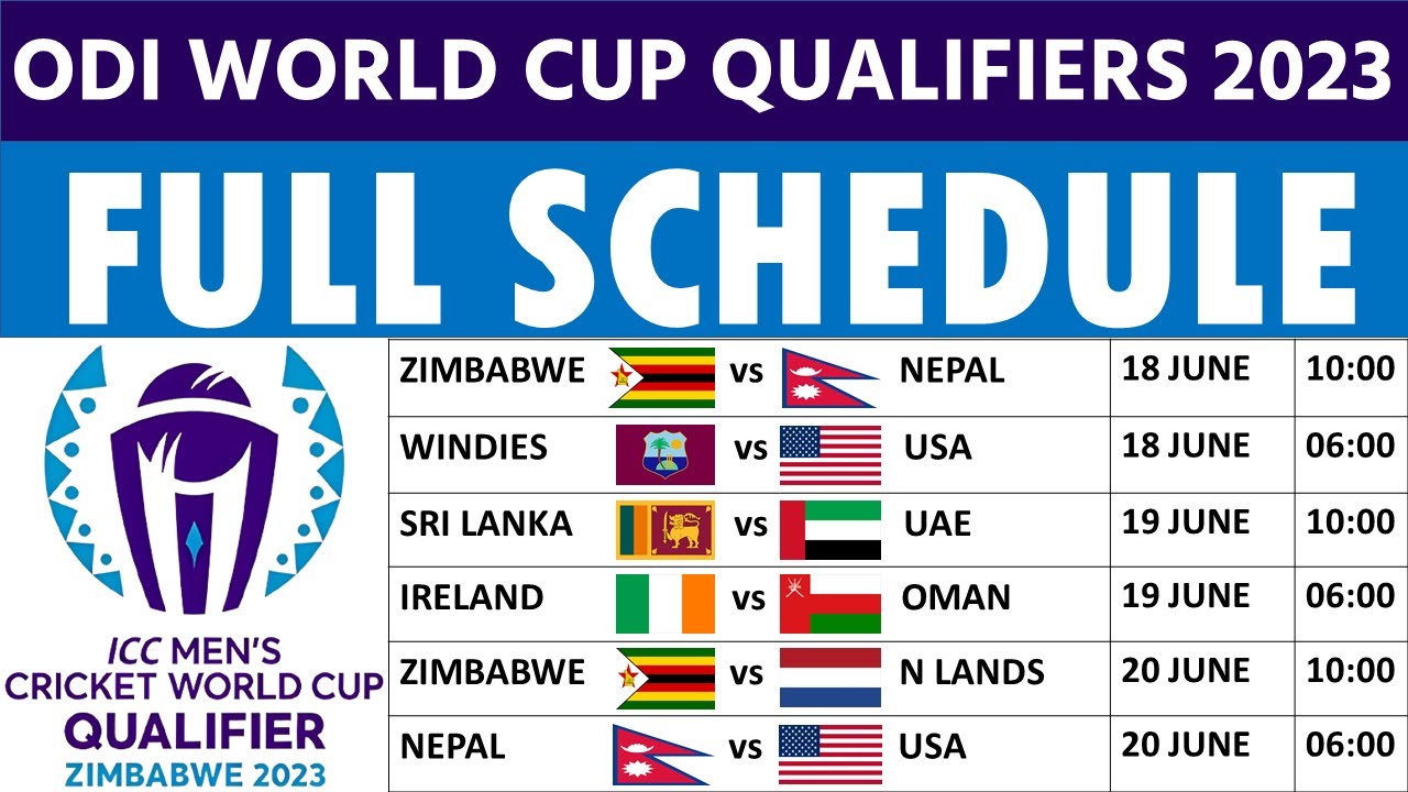 ICC ODI World Cup 2023 Qualifier Schedule ICC Mens Cricket World Cup 2023 Qualifier Schedule