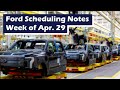 Ford scheduling information for the week of 42924