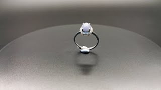 [210102-14-F-R-ZLL] 纯手工制作紫罗兰翡翠戒面女戒指  Hand-made Violet color jade Ladies ring- 100%全天然A货翡翠