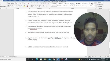 Experiment 3 Friction loss in pipe