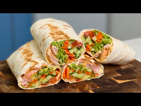 Домашняя ПОЛЕЗНАЯ ШАУРМА 🔥🌯 Дома ВКУСНЕЕ и ЭКОНОМНЕЕ! Ролл из лаваша с овощами и курицей