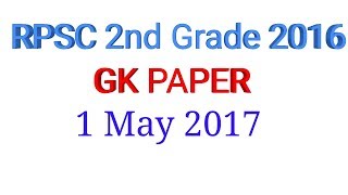 RPSC 2nd Grade GK Paper