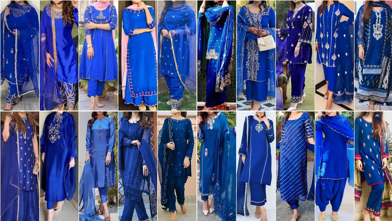 New Fancy Heavy Designer Printed Salwar Suits In Navy Blue Colour - Shahi  Fits