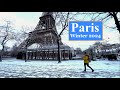 Paris France 🇫🇷 - Paris snow 2024 | Paris 4K ultra Hd (1 hour, 25 minutes ) - 4K HDR 60 fps