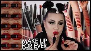 MAKE UP FOR EVER ROUGE ARTIST FOR EVER MATTE LIPSTICK SWATCHES / REVIEW