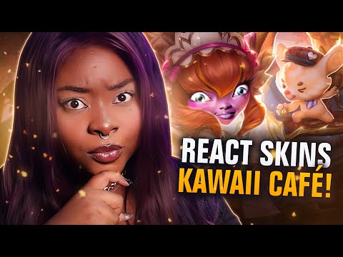 REAGINDO ÀS SKINS KAWAII CAFÉ! 🧁 │ League of Legends - Jinkiwinkki