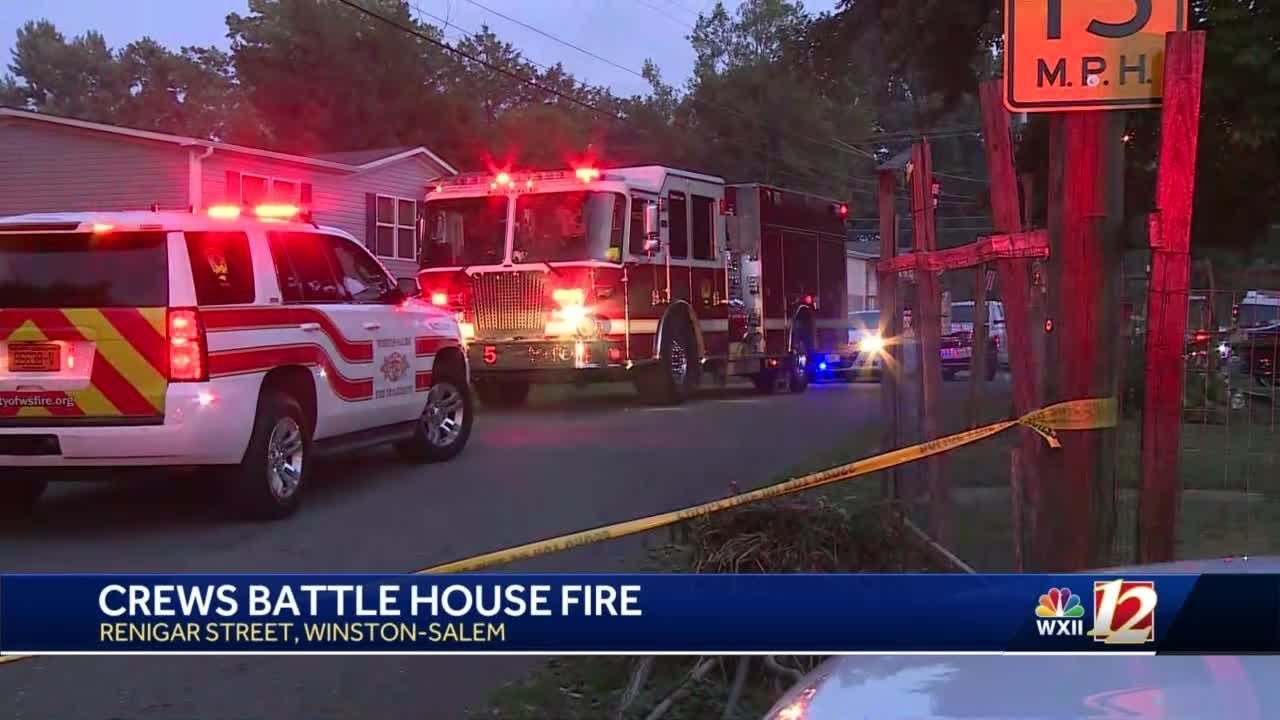 Winston-Salem fire crews battle house fire on Renigar Street - YouTube