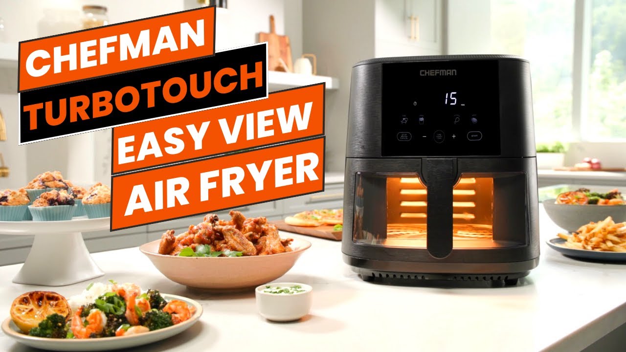 Chefman TurboTouch 8Qt Air Fryer, Easy View with Basket Window, Black 