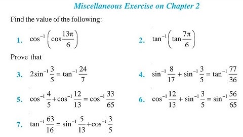 MISCELLANEOUS l 12th NCERT MATHS - INVERSE TRIGONOMETRIC  l SOLUTION l CHAPTER 2 l Q1 TO Q17