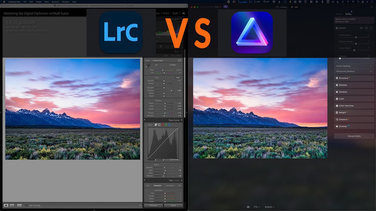 Lightroom Classic vs Luminar NEO results compared from Lesson in my