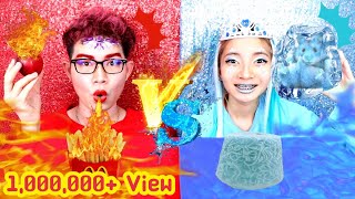 Hot vs Cold Challenge Red vs Blue Food #Mukbang :Kunti