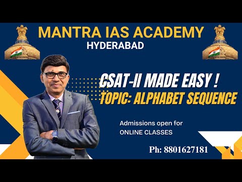 CSAT Reasoning | Reasoning for UPSC Prelims | CSAT 2 | Alphabet Sequence | CLAT | LAWCET | IAS preli