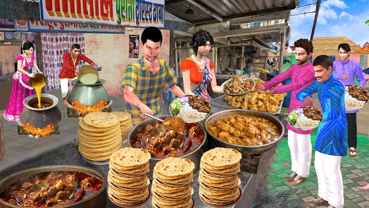 Subah Subah Dhaba Mei Non Veg Nashte Roti Chicken Curry Street Food Hindi Kahaniya Moral Stories