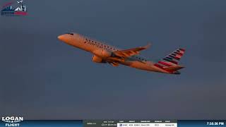 Golden Hour!!! American Eagle E-175 Takeoff at Logan Airport