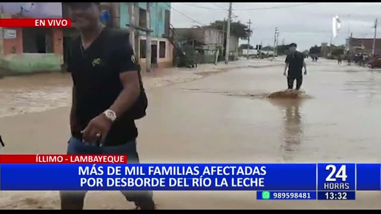 Lambayeque: Desborde de río La Leche afecta a más de mil familias (1/2)