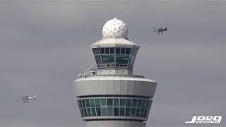 Formation flight above Schiphol 25-04-2020 - 2 Boeing Stearmans and 1 De Havilland Chipmunk