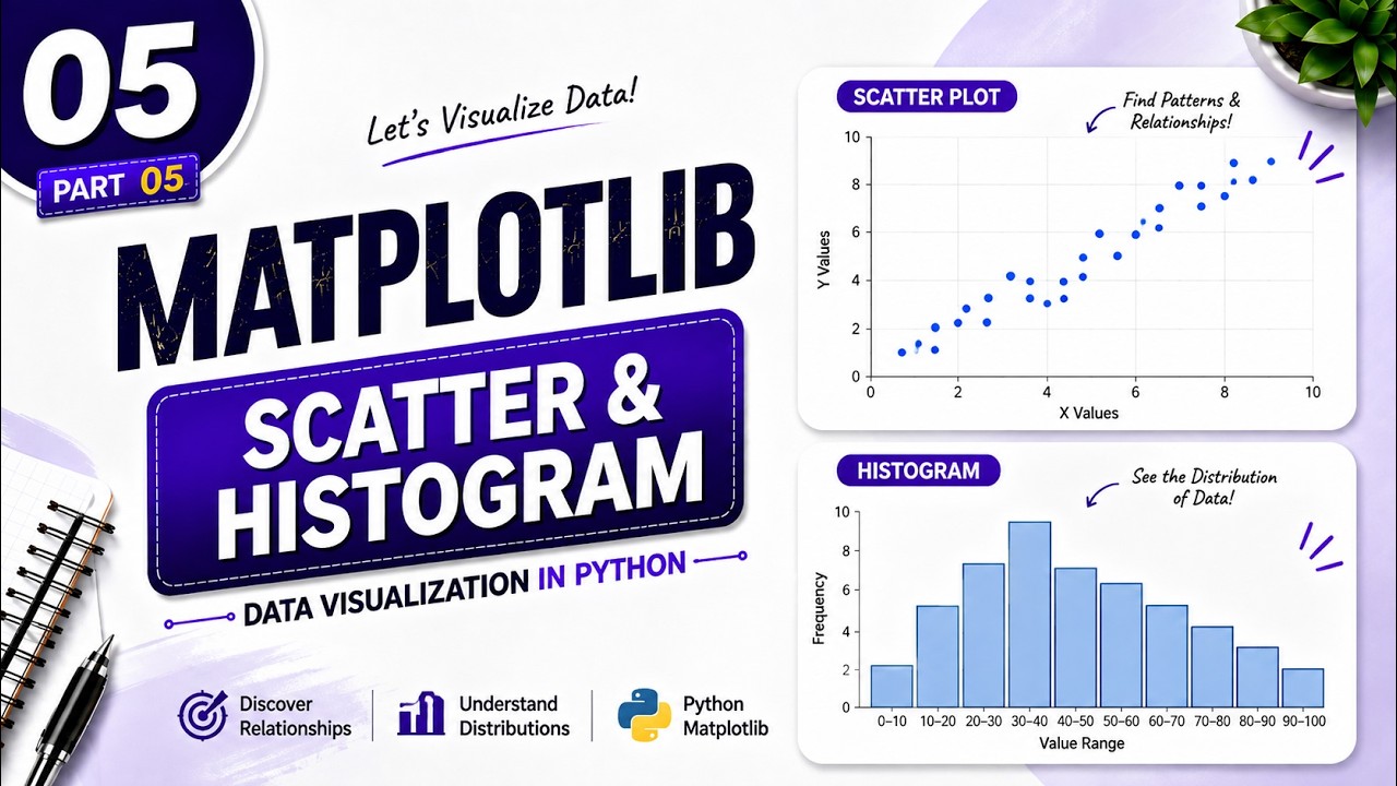 05 . Scatter Plot & Histogram in Python Matplotlib | Data Visualization Tutorial (Hindi)