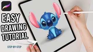 How to Draw STITCH from Lilo & Stitch  PROCREATE Tutorial for Beginners