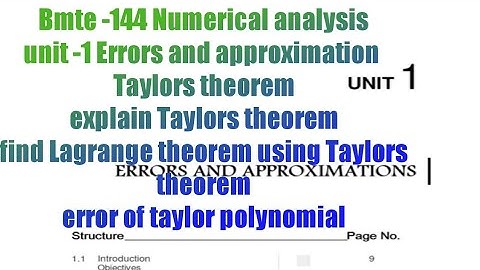 (v-5) Ignoucbcs bag Bscg mathematics Bmte-144 Unit -1 errors and approximation Taylors theorem