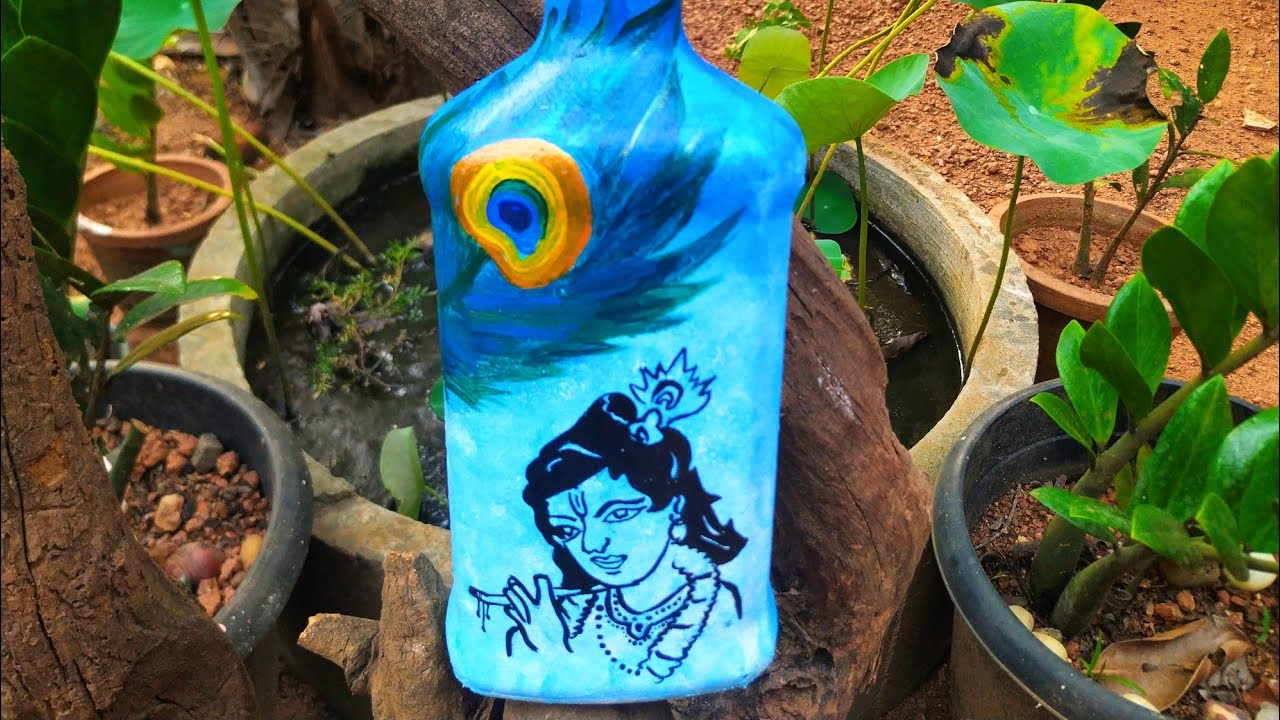 Featured image of post Painting Drawing Krishna Bottle Art Images : Blue hand painted krishna janmashtami festival character elements.