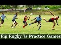 Fiji Rugby 7s practice games, training for upcoming Hamilton 7s 2019 interaction with fans in Suva