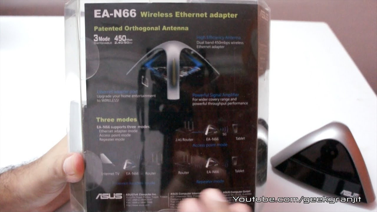 Asus EA N66 Wireless N 450 AP Repeater  Ethernet Adapter Unboxing