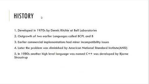 1.C Programming  Introduction, History and Requirements