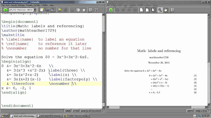 LaTeX Tutorial 12 how to label and reference equations