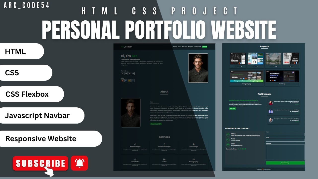 Create a Complete Responsive Personal Portfolio Website with HTML & CSS ...