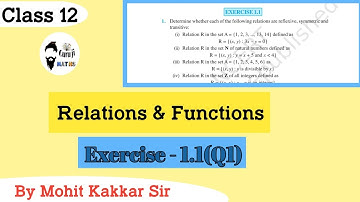 Exercise - 1.1 Q1 Relations & Functions Class 12 | Guruji Maths | Mohit Kakkar Sir