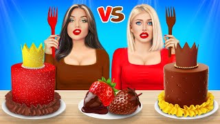 Chocolate Food vs Real Food Challenge | Sweet War for 24 Hours!  Chocolate Fondue by RATATA POWER