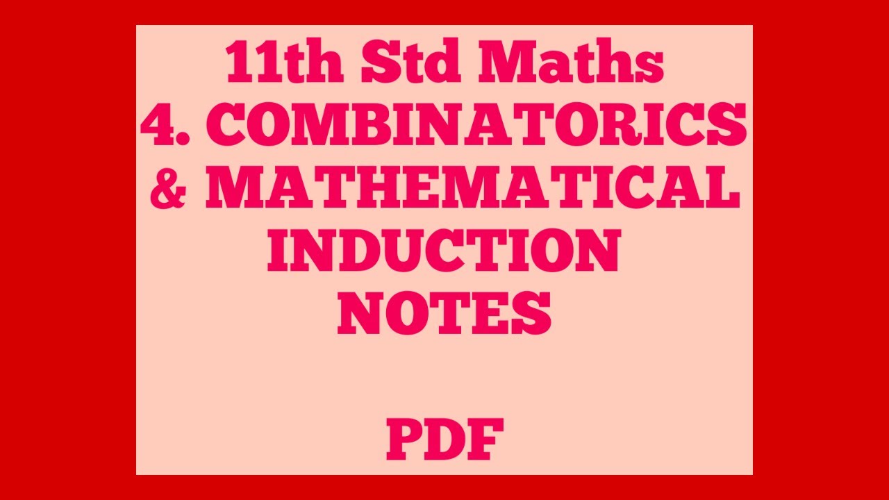 11th STD MATHS CHAPTER 4 COMBINATORICS AND MATHEMATICAL INDUCTION NOTES ...