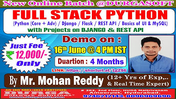 FULL STACK PYTHON Online Training @ DURGASOFT