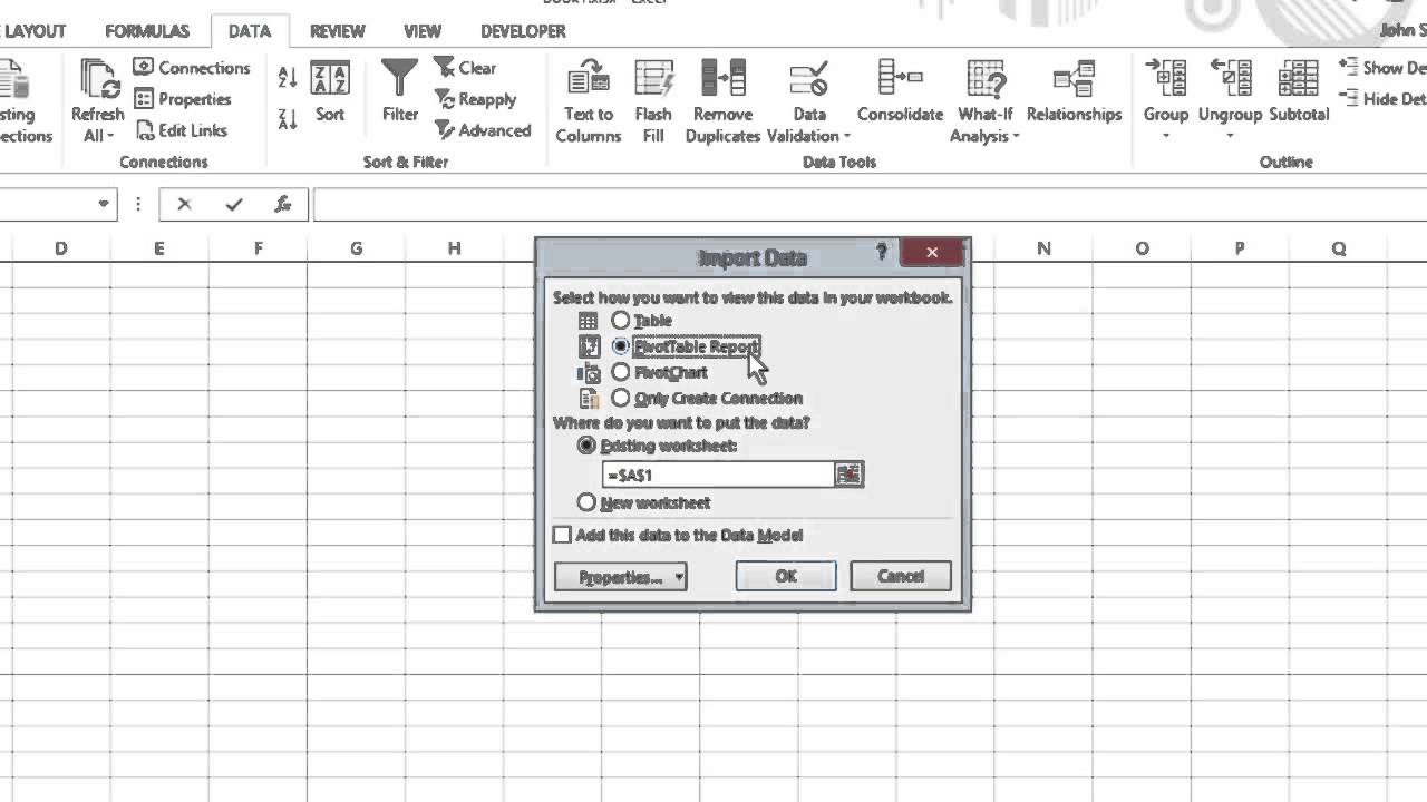 how-to-import-data-into-excel-2013-for-dummies-youtube