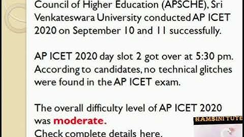 AP ICET Exam Analysis Day 2 Slot 2 @11th September 2020