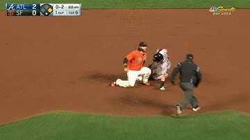 ATL@SF: Posey begins a fine 3-6 double play