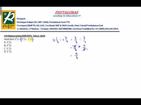 Pembahasan Soal Un 2013 Matematika Smp Bilangan Bulat Dan Pecahan