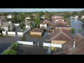 08 30 2021 Braithwaite, LA Hurricane Ida Levee Overtopped flooding community- drone