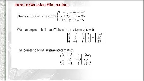 Topic 3 Gaussian Elimination and Three Planes