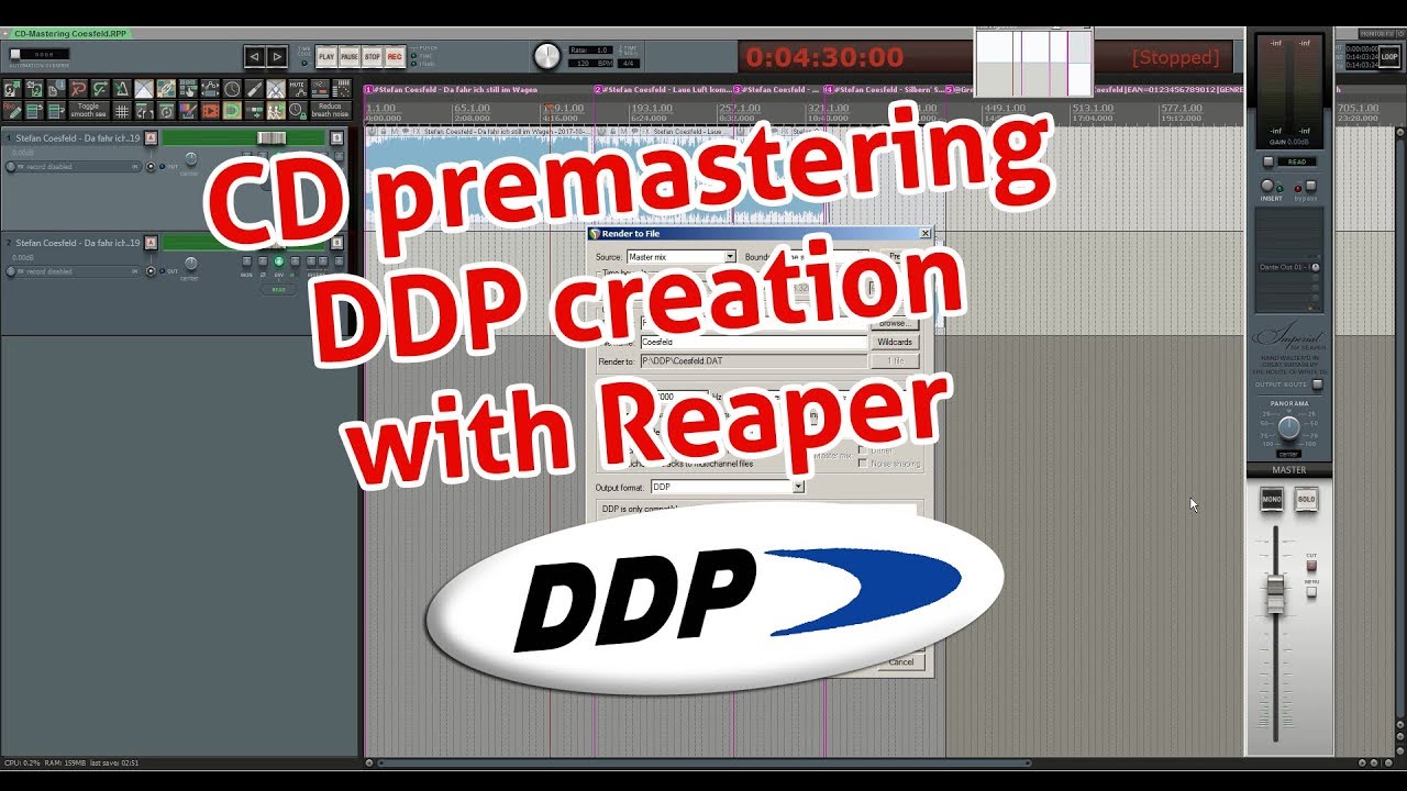 Creating A Cd Premaster For Cd Duplication In Reaper As Ddp Incl Cd Text Youtube