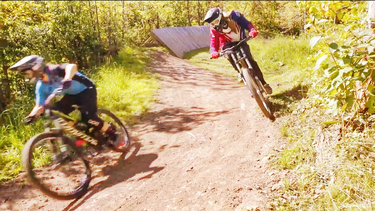 girl downhill mountain bike