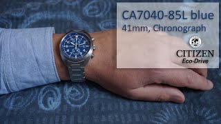 Citizen Ca7040-85L Blue 41Mm Eco-Drive Chronograph Watch