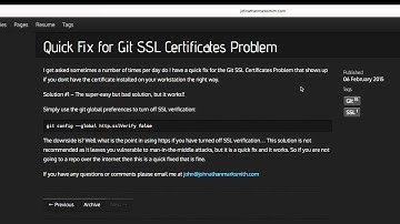 Quick Fix for Git SSL Certificates Problem by Johnathan Mark Smith